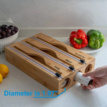 1Pc Cling Film Cutter Minimalist Wall Mounted Wooden Kitchenware Multi Compartment Layer Hidden Scratchers Kitchen Organizer