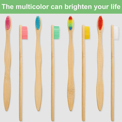 10 Pcs Bpa-Free Soft Bamboo Toothbrushes Biodegradable Natural Bamboo Charcoal Toothbrushes Environmentally Friendly Compostabl