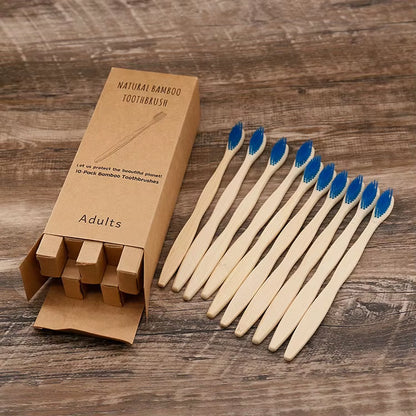 10 Pcs Bpa-Free Soft Bamboo Toothbrushes Biodegradable Natural Bamboo Charcoal Toothbrushes Environmentally Friendly Compostabl