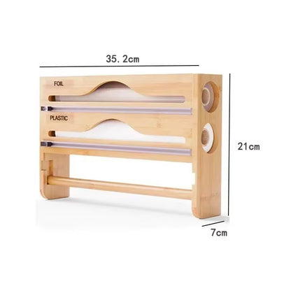 1Pc Cling Film Cutter Minimalist Wall Mounted Wooden Kitchenware Multi Compartment Layer Hidden Scratchers Kitchen Organizer