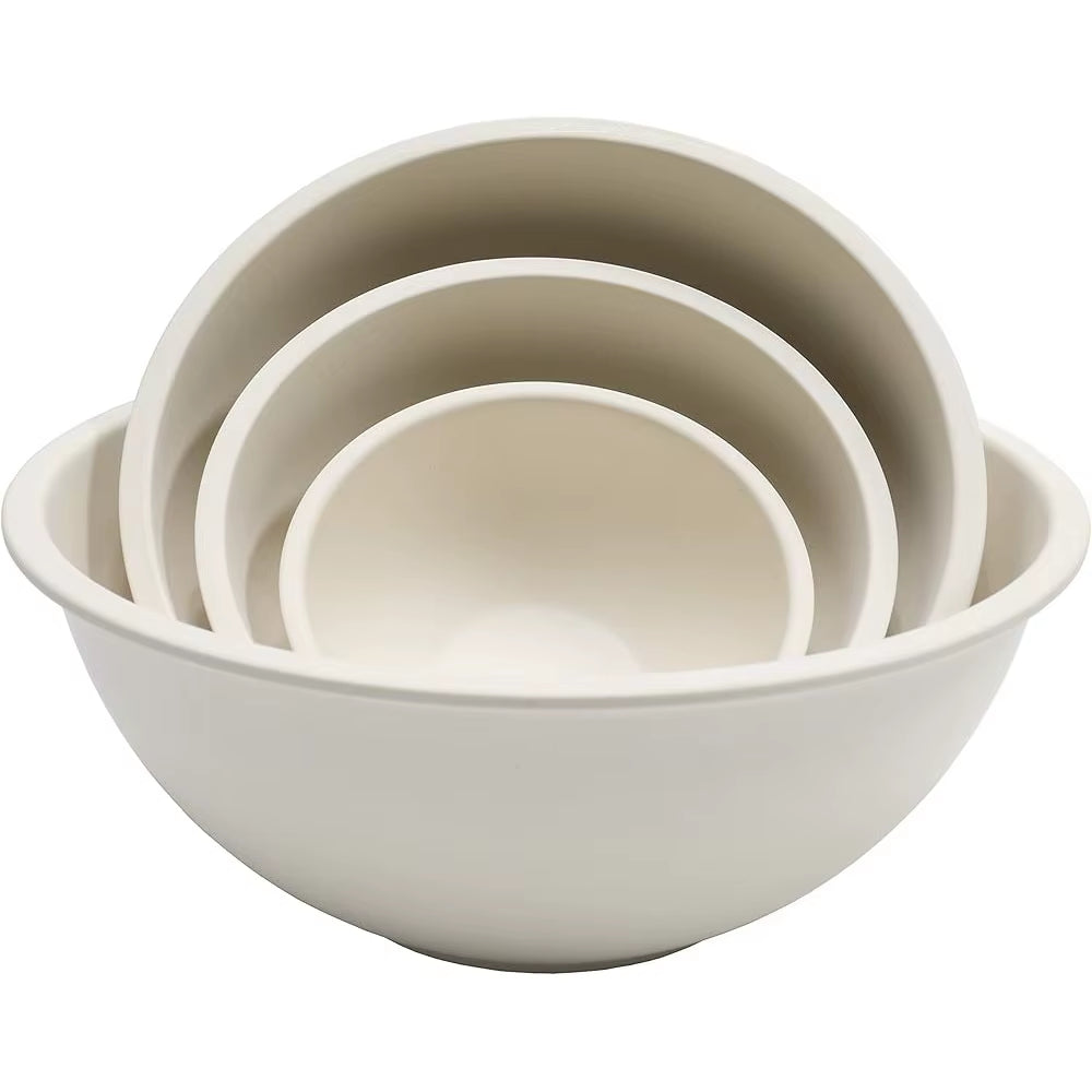 Eco Friendly Bamboo Fiber Mixing Bowl Set 4 Pieces Biodegradable Dishwasher Safe Kitchen Cooking Tools Natural Color